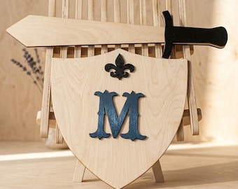 Archivos SVG y DXF de escudo de espada para corte láser CNC.