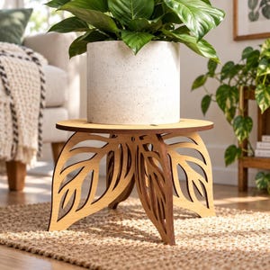 Plant Stand SVG, Leaf Pot Holder Design for 4 mm Laser Cutting