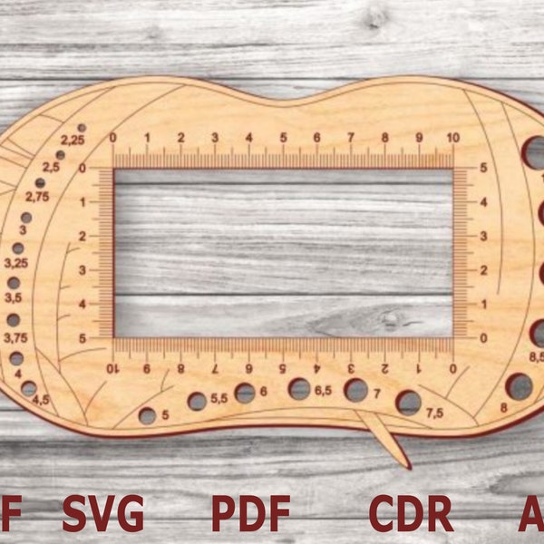 svg dxf fichier pdf pour règle de tricotage , Règle de tricot en bois Svg, Accessoires de tricot, Découpe CNC, Routeur CNC, Fichiers numériques, Fichiers vectoriels
