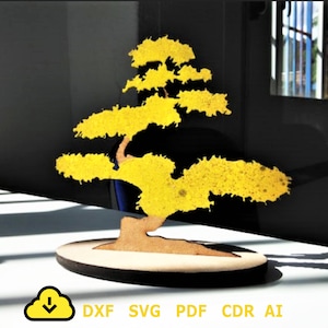 Bonsai Tree laser cut svg dxf files for DIY 3D vector model for 3mm plywood with laser engraving decoration, table decoration SVG
