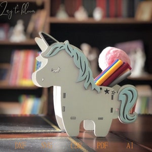 Unicorn 3mm Digital File For Laser and CNC, SVG PDF Dxf Ai, Laser cut files, vector pattern, vector templates, plan, pen stand , flower pot