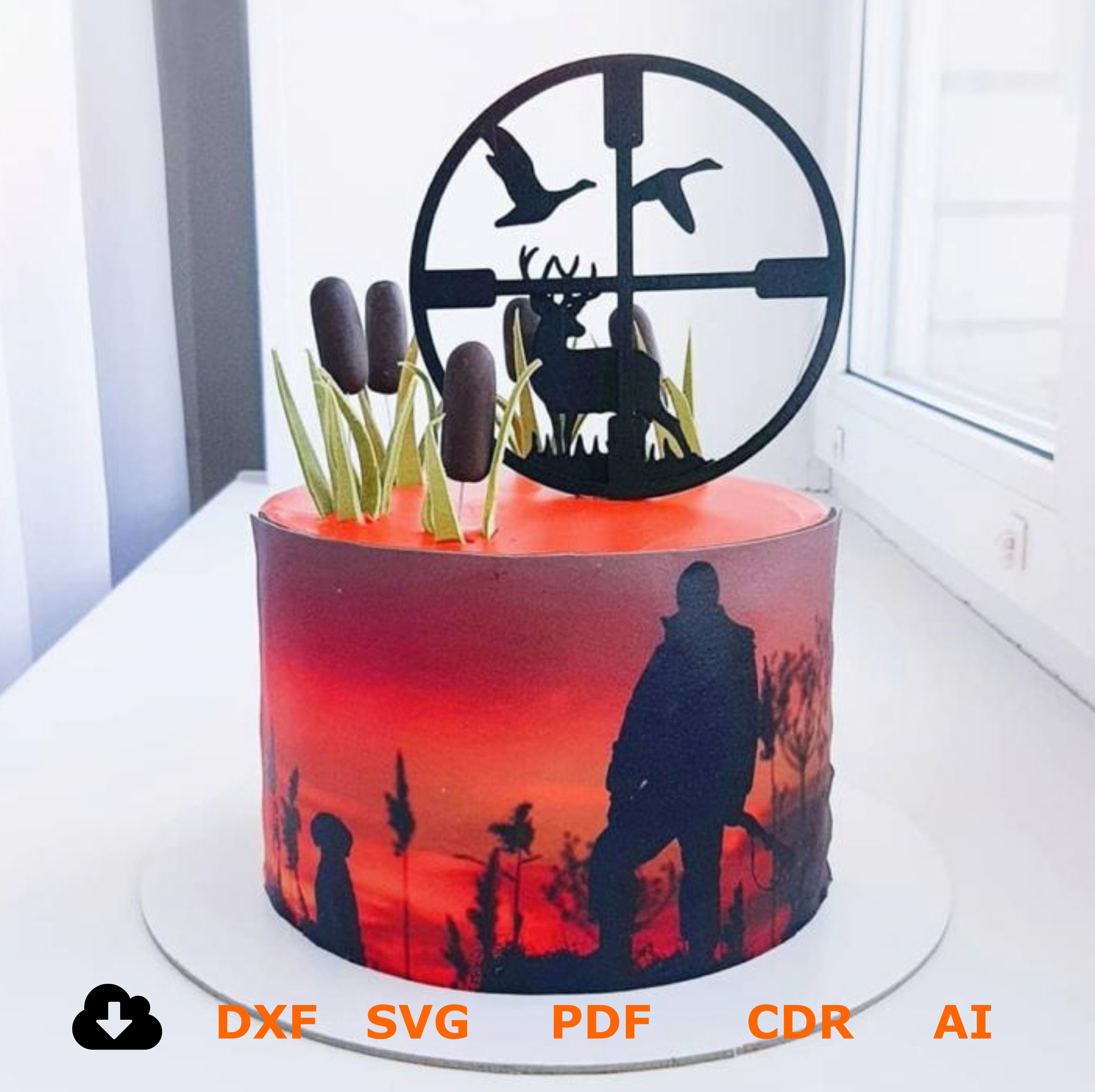 Hunting Cake Topper, Cake Decoration SVG, Cake Topper Svg, Laser