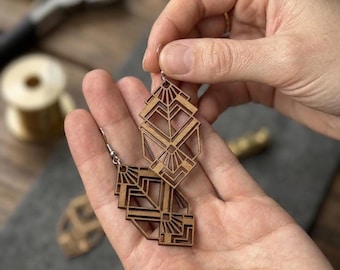 Wood Earring SVG, Laser Cut Jewelry Design File Bundle