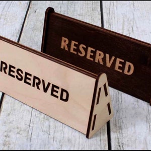 Placas de mesa reservadas para restaurante de madeira de 3mm, porta-cartões de mesa de café, porta-números de mesa, placas reservadas para cerimônia de casamento, corte cnc a laser