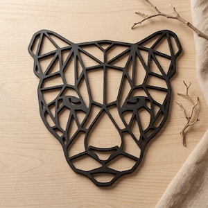 Geometrisches Wandbild mit Puma-Kopf, CNC-Laserschnittdatei (Digitaler Download)