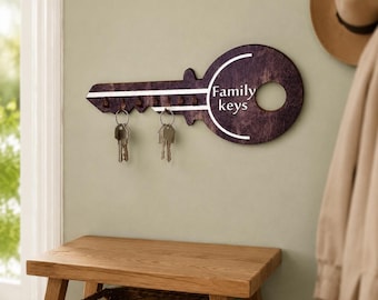 Familjenyckelhållare SVG-fil, 400 mm laserskuren Glowforge-design