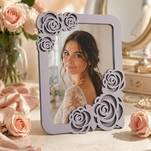 Wooden Picture Frame SVG, Rose Floral Laser Cut File, Plywood/MDF 3–6mm