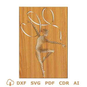 Decorative Panel Gymnast Laser cuting, Female Artistic Gymansts wall Decoration SVG, Plasma Metal Decoration svg dxf, Femele Gymansts