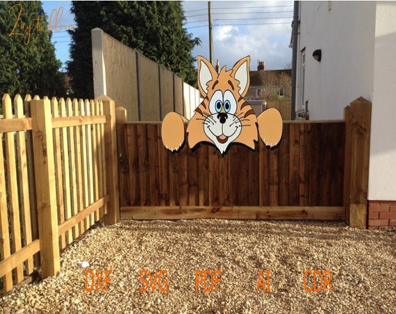 Fichiers Dxf Pour Laser En Bois Chat Jardin Barriere Porte Etsy