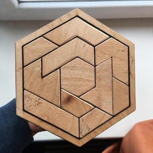 Sexkantigt pussel SVG, 3 mm MDF laserskuren CNC-fil