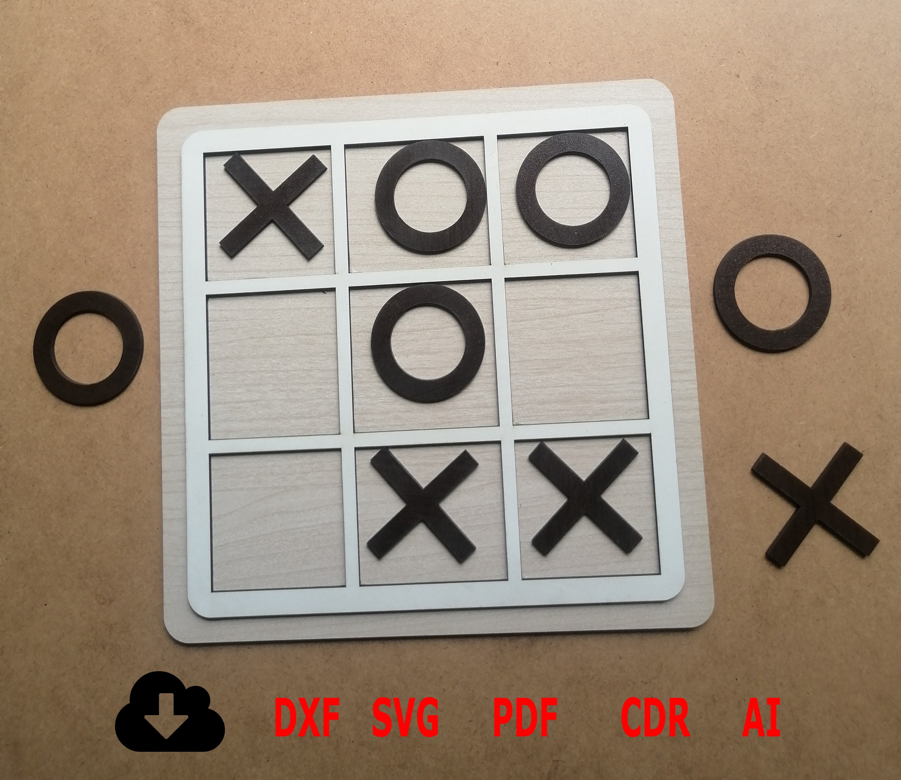 wooden tic toc toe game, Dxf Svg file laser  Cutting or Printing , SVG Bundle Vector drawing, CNC router laser kids game gift, family game