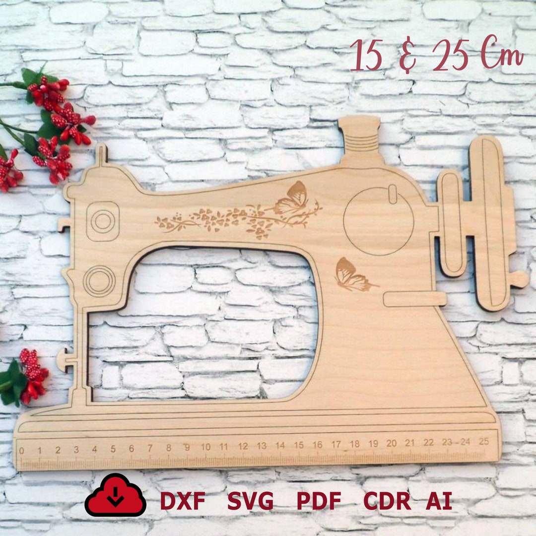 Wooden Sewing Machine Ruler Laser Cut, Fun Color in Cut Out Ruler