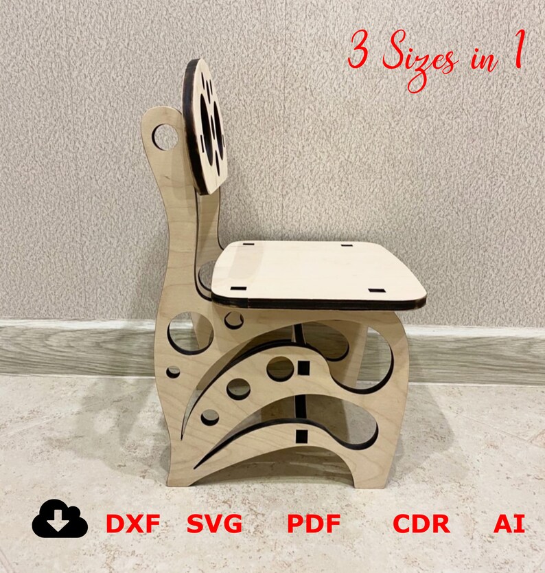 Silla Cnc Router Silla de madera para niños corte láser, Proyectos vectoriales para ...