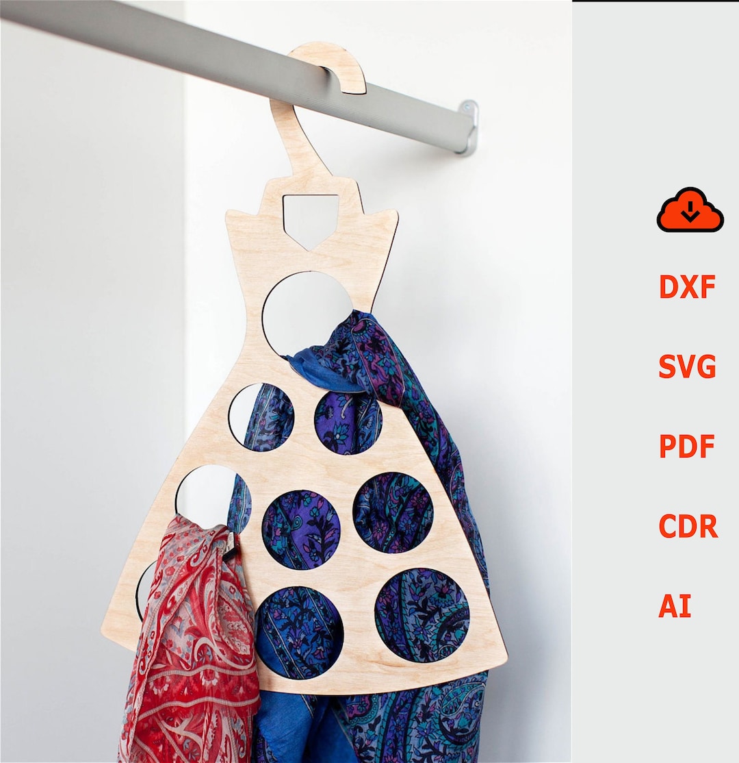 Wooden Scarf Hanger Laser Cut, Wooden Hanger Template Dxf Laser Cut ...