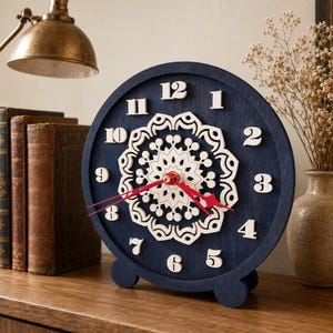 Wooden Clock SVG, Vintage Mandala Laser Cut Files