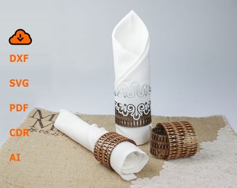 Wedding Table Napkin Holder taglio laser, Ring Napkin holder svg dxf, SVG Bundle Vector drawing, CNC router cuting, Wedding table decoration