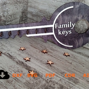 Familie sleutelhouder svg, Muursleutel Hanger, Vector projecten voor CNC router en lasersnijden, svg File, cnc Cut Vector, Multiplex 3mm 4mm 6mm