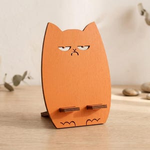 Arquivo para corte a laser de suporte para celular com gato bravo (Download digital)