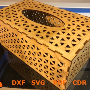 HolzTuchbox Welle Serviettenhalter Laser cut ,Tissue Box Organizer Vektordatei SVG , CNC Cut Vektor, Sperrholz 3mm