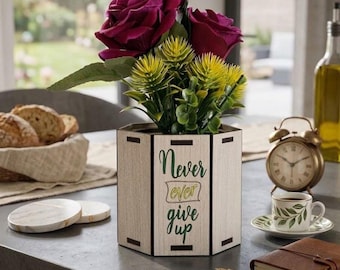 Wooden Flower Pot Laser Cut Files, SVG Desk Organizer Design