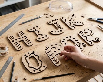 Christmas Alphabet SVG, Wooden DIY Craft Letters DXF, Laser Cut File