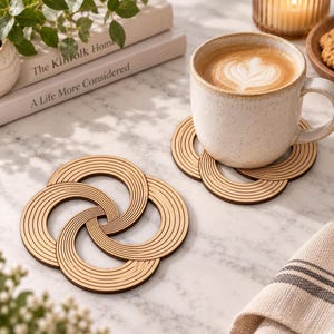 Wood Coaster SVG, Spiral Geometric Laser Cut File, 137 mm Design