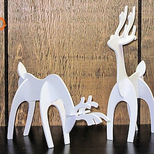 Reindeer statues, Christmas reindeer decoration Laser cut file, Set of 2 laser cut reindeer ornament, Christmas table decor deer shape 3mm