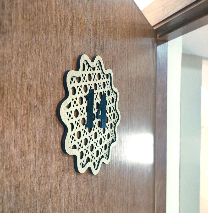 Rattan House Number Sign SVG | Layered Door Number Digital File ...