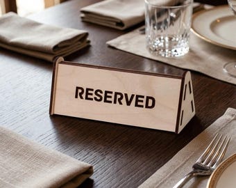 Reserved Table Sign SVG, 3mm Wood Laser Cut DXF File
