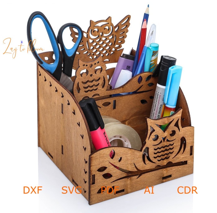 Laser Cut City Desk Organizer Model Storage Rack Pen Holder and Drawer Plan  Wooden 3 Mm SVG DXF CDR Ai Pdf Files 