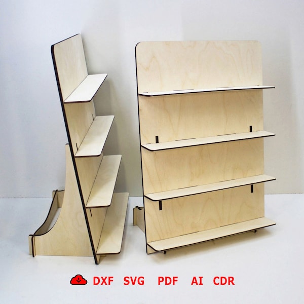 wooden Display stand svg 4mm Laser cut / Wooden step shelf  laser cut / wooden Tiered Display Stand/Shop or market Display stand bundle SVG,