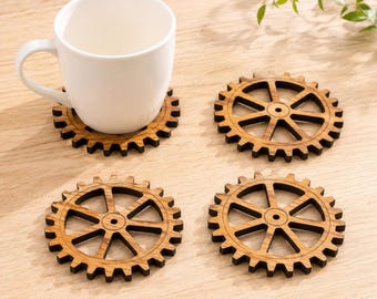 Gear Coaster SVG, Laser Cut Digital File for Glowforge and CNC