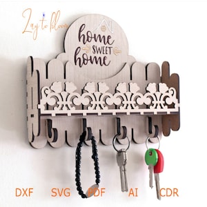 DXF- und AI-Dateien für die Laser-Schlüsselhalter aus Holz und Mail Organizer, Vektor-Projekte für CNC-Fräser und Laserschneiden, svg-Datei, Sperrholz 3 mm
