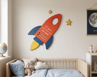 Laser Cut Kids Room Rocket SVG, 3D Space Decor Digital Download
