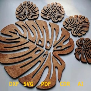 Wooden Decorative Coaster laser cut SVG file, Frame svg, leaf Cutting or Printing SVG Bundle Vector drawing, decorative table leaf  coaster