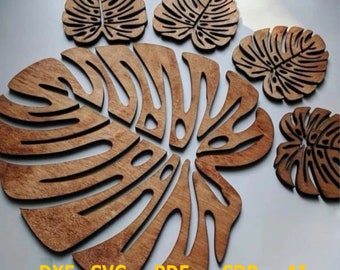 Wooden Decorative Coaster laser cut SVG file, Frame svg, leaf Cutting or Printing SVG Bundle Vector drawing, decorative table leaf  coaster