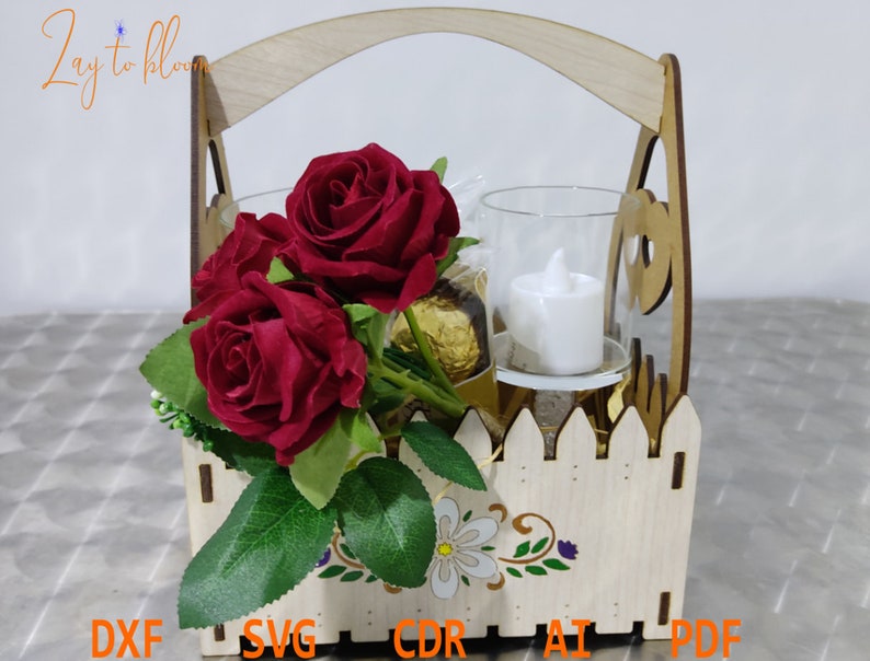 Wooden Basket for Flowers and Other Uses Gift Box Mothers Etsy