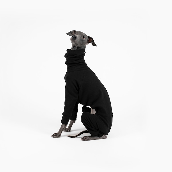 Warm & Soft Jumpsuit for Italian Greyhounds and Whippets | Black