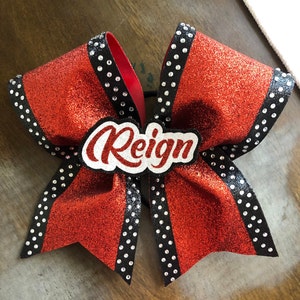 Red and Black Glitter Cheer Bow with Rhinestones