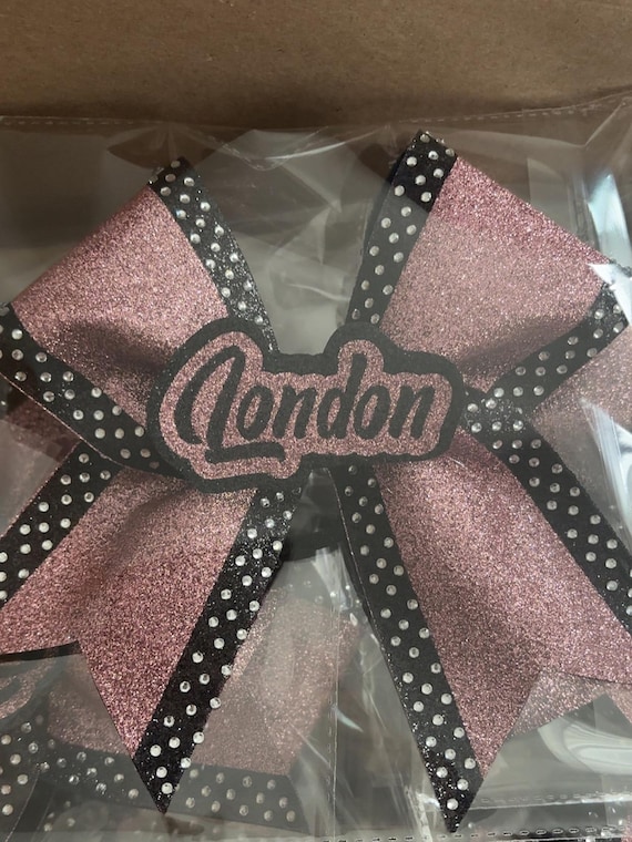 Glitter Outline Cheer Bow with Rhinestones
