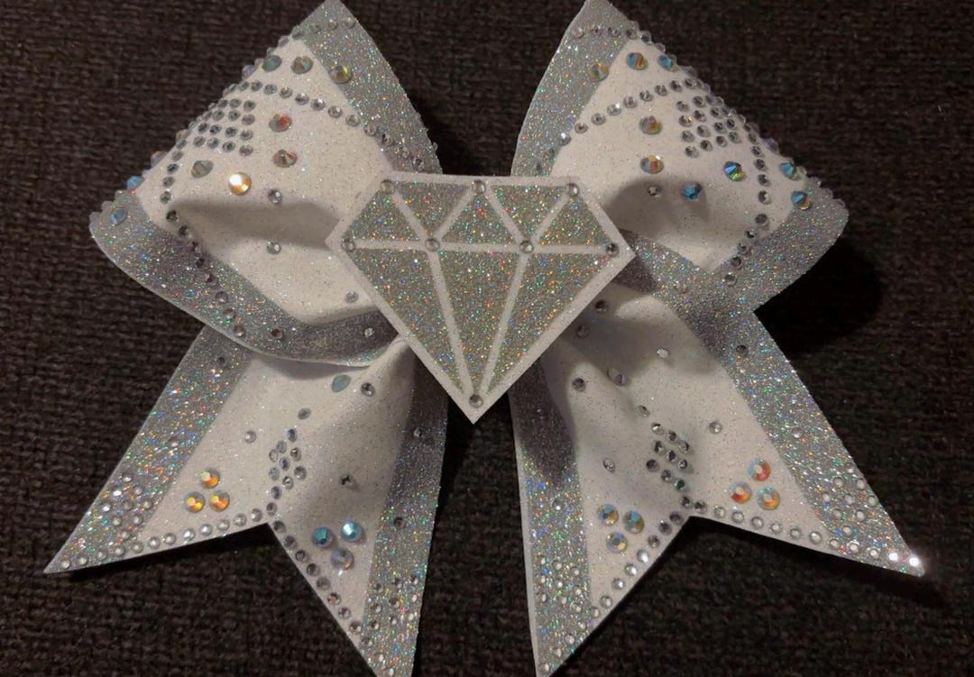 White Diamond Rhinestone Cheer Bow - Etsy