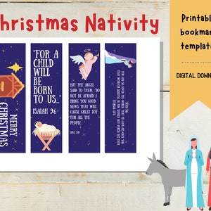 Printable Bookmark Christmas Nativity / Christian Christmas / Stocking ...
