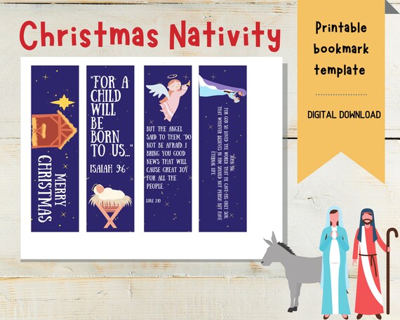 Printable Bookmark Christmas Nativity / Christian Christmas / - Etsy
