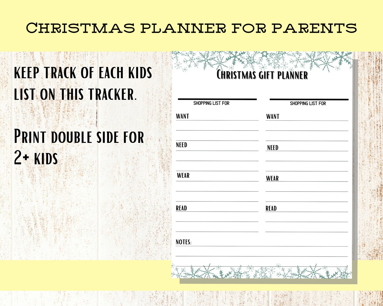 4 Gift Rule Christmas Printable / Printable Christmas List / Holiday ...