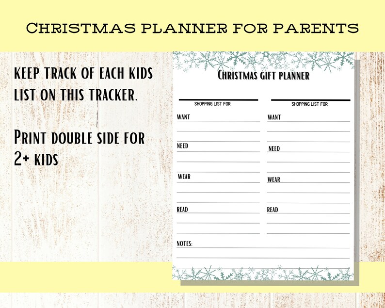4 Gift Rule Christmas Printable / Printable Christmas List / Holiday ...