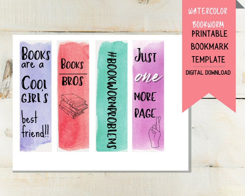 Bookmark Template Printable/ Watercolor Printable / Girls Who Read ...