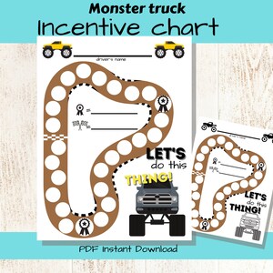 Incentive Chart for Toddler / Kid's Printable / Monster Truck - Etsy