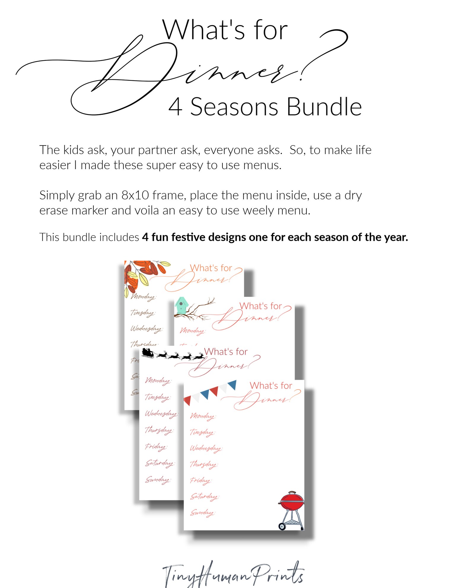 Dinner Menu Printable for 8x10 Frame - Etsy