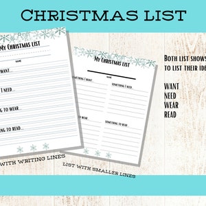 4 Gift Rule Christmas Printable / Printable Christmas List / Holiday ...