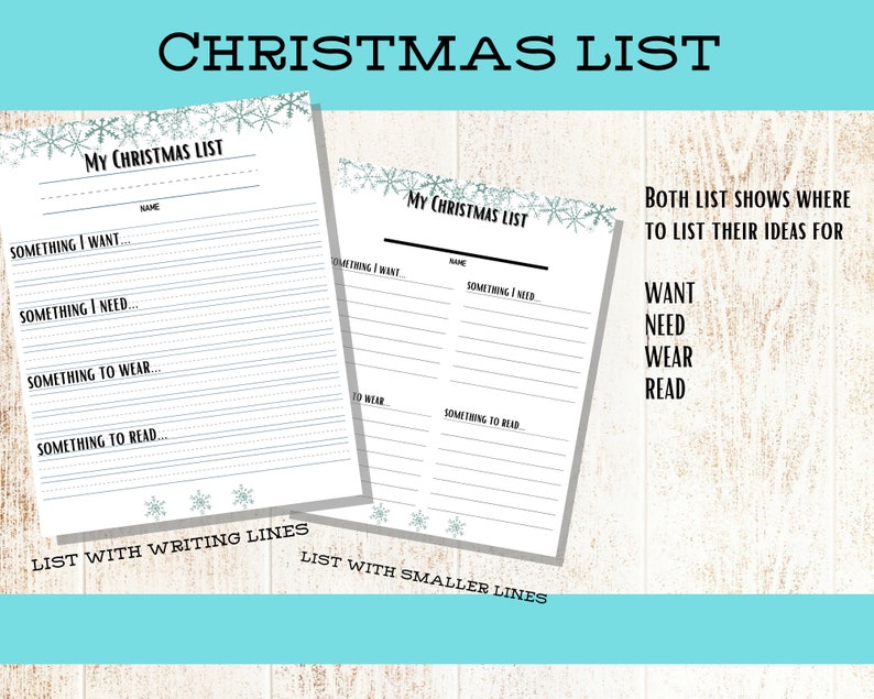 4 Gift Rule Christmas Printable / Printable Christmas List / Holiday ...